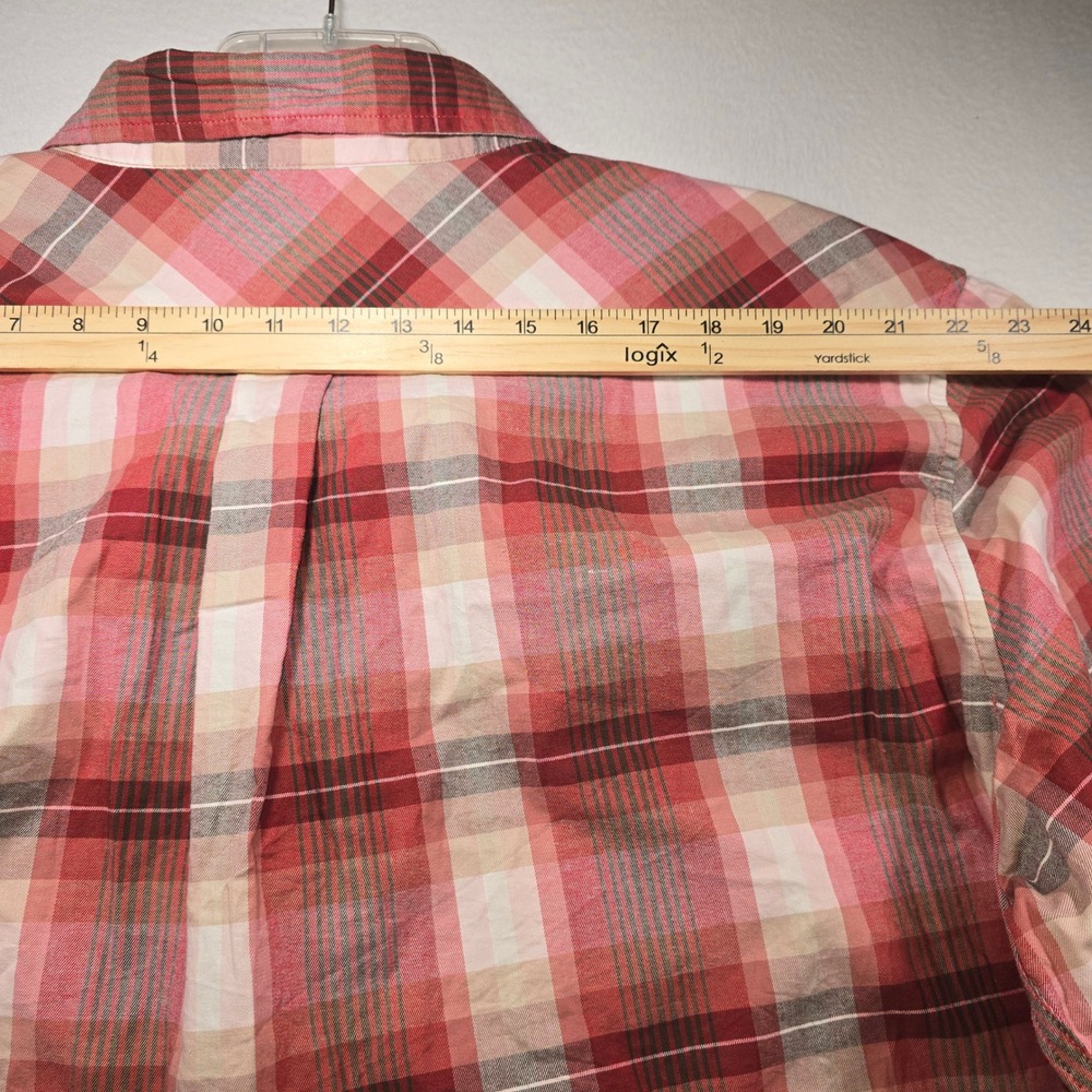 Lands End Mens XXL Red Pink Plaid Button Down Shirt Long Sleeve Traditional Fit - Picture 6 of 8